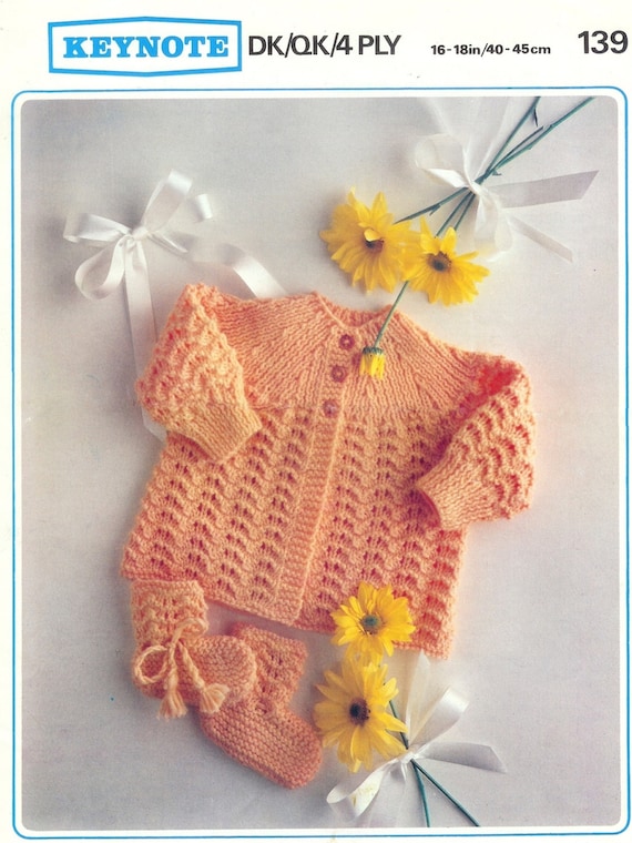 Hat /& Bootees Dress PDF digital download gift for new mum baby 14-18 inch Knitting Pattern Coat baby set