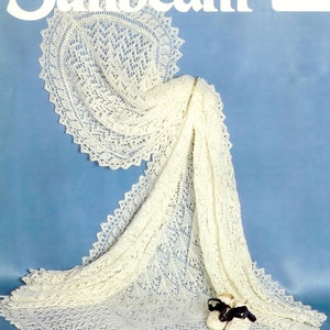 Baby 3ply Christening Shawl 50" x 50" - PDF of Vintage Knitting Patterns