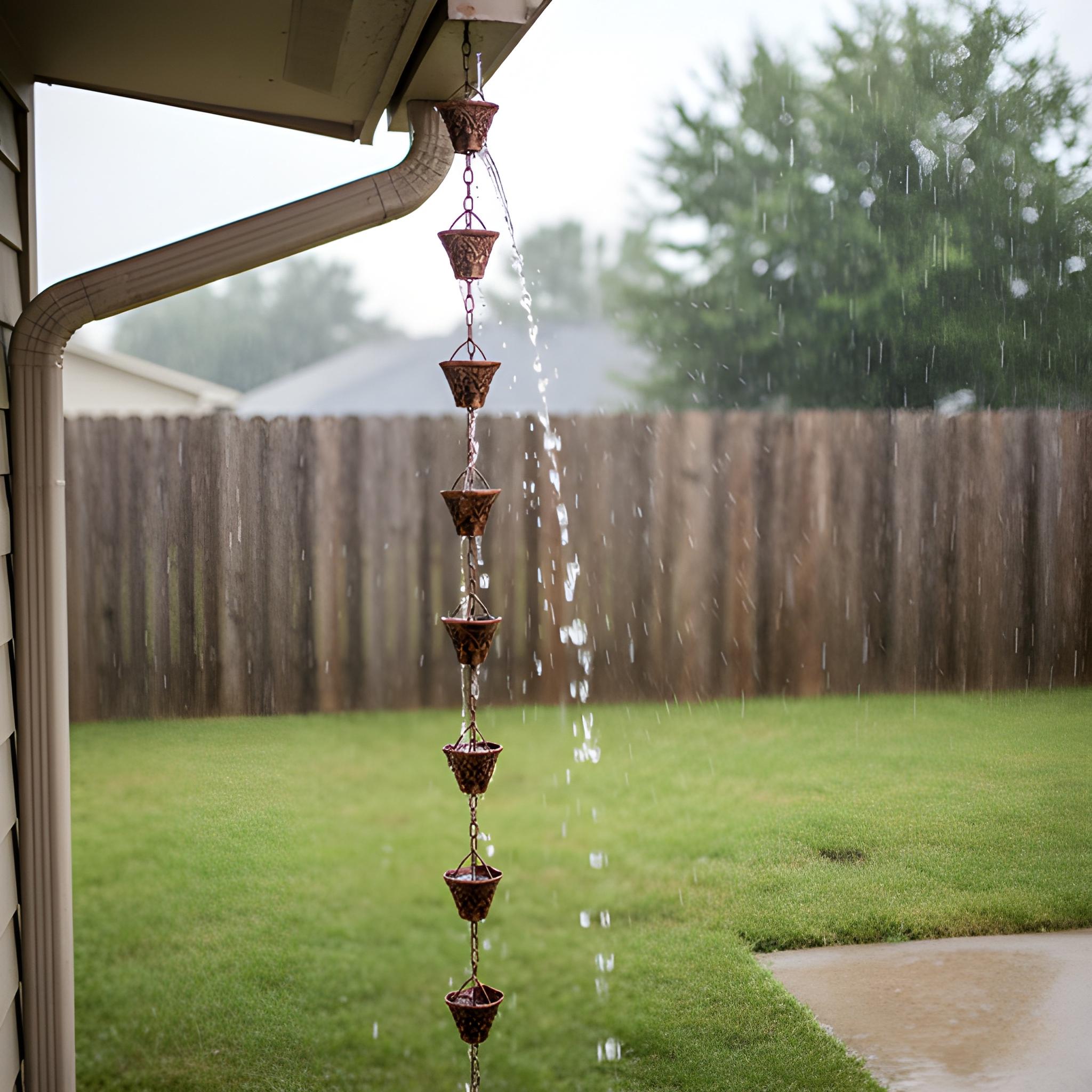 Rain Chain Gutter Downspout,hanging Garden Decor Iron Rain Catcher ...