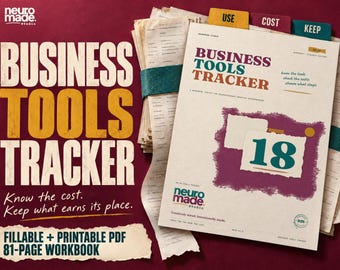 Subscription Tracker Printable, Business Software and Tools Cost Log, ADHD PDF