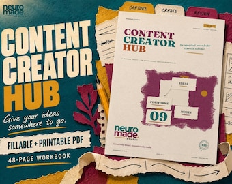 Content Planner Printable for Creators, ADHD Idea Tracker and Multi-Platform Workbook, PDF