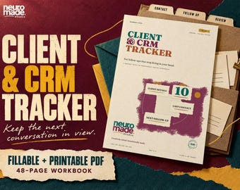 Client Tracker Printable, Simple CRM for Small Business, ADHD Fillable PDF Follow-Up Log