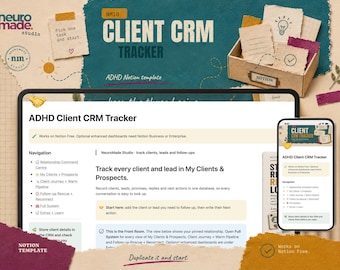 ADHD Client CRM Notion Template: Prospects, Pipeline and Follow-Ups