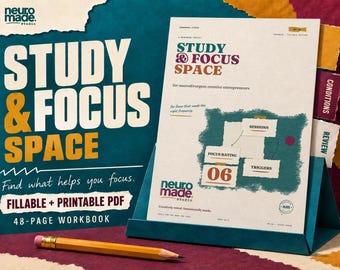 ADHD Study Planner Printable, Focus Tracker and Session Log, Fillable PDF