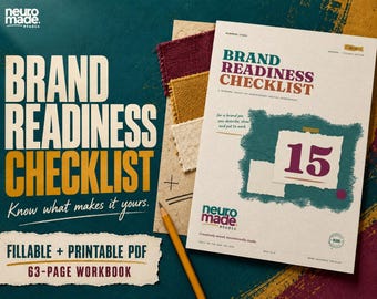 Brand Strategy Workbook, Branding Checklist for Small Business, ADHD Fillable PDF