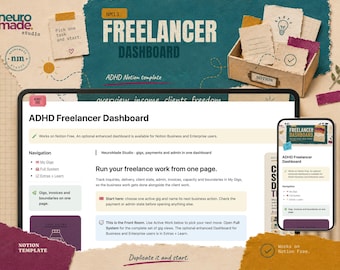 ADHD Freelancer Notion Template: Gigs, Capacity and Boundaries