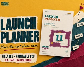 Product Launch Planner Printable, Checklist and Workbook for ADHD Creators, PDF