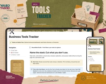 Business Tools Tracker Notion Template: Subscriptions, Renewals and Tool Reviews