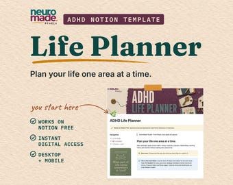 Notion Life Planner Template for ADHD: Life Goals, Next Steps and Restart Plans