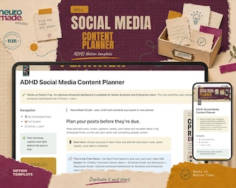 ADHD Social Media Planner Notion Template: Content Planning and Repurposing