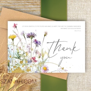 Watercolor Wildflower Thank You Card: Printable Floral Design (Digital Download, 4x6 inches)