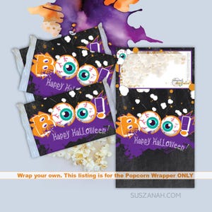 Halloween Popcorn Wrapper, Trick or Treat Popcorn, Microwave Popcorn Paper Wrapper, Halloween Popcorn Gift, Halloween Client Popcorn Gift