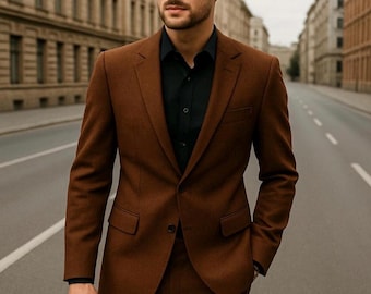 Braune Herren 2-teilige Anzüge, bestes Smoking Geschenk für ihn, formale Hochzeit Abendessen Anzüge, Männer elegante Party tragen Anzüge, Geschenk für ihn