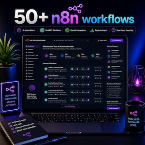 50+ n8n AI Workflow Bundle — ChatGPT & OpenAI Templates + PLR (Ready-to-Import JSON)