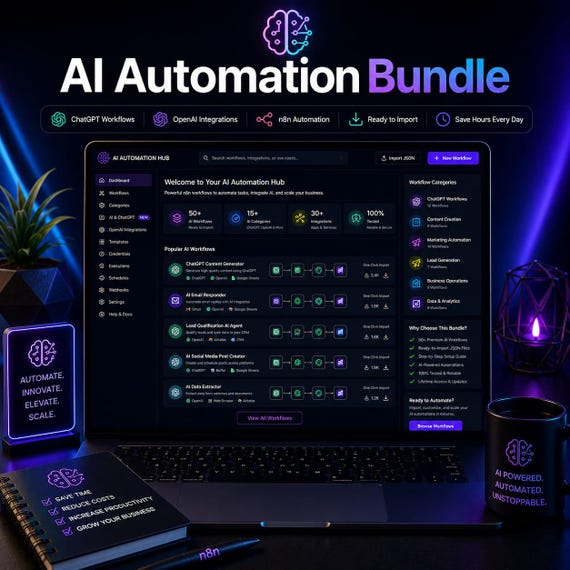 ChatGPT & OpenAI Templates + PLR - 50+ n8n AI Workflow Bundle  (Ready-to-Import JSON)