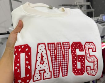 Custom Varsity Applique Sweatshirt, Personalized School Name Crewneck, Embroidered Patchwork College Spirit Sweatshirt