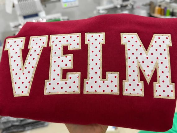 Custom Applique Varsity Sweatshirt, Polka Dot Embroidered Team Name Crewneck, Personalized Sports Team College Style Gift
