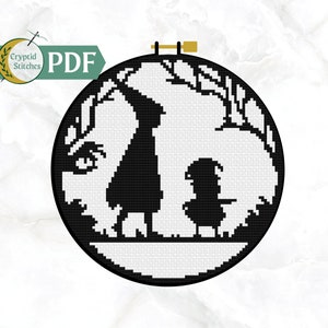 Over the Garden Mauer Kreuzstichmuster, PDF Download, Ins Unbekannte, Wirt und Greg, einfacher Kreuzstich