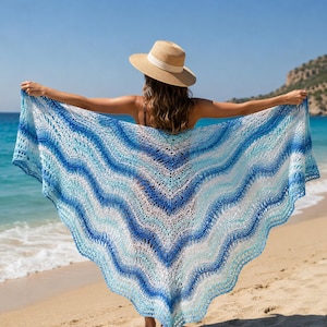 Modèle de châle triangulaire au crochet, châle triangulaire en dentelle, paréo de plage bohème (PDF)
