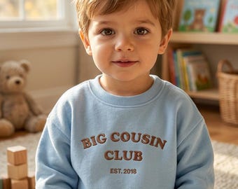 Personalized Big Cousin Club Sweatshirt, Custom Est Year Kids Crewneck, Toddler Outfit, Matching Family Shirt, Gift for Kids