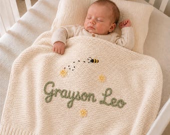 Benutzerdefinierte Name Babydecke, personalisierte weiche Baumwolle stricken Neugeborene Decke, Babyparty Kinderzimmer Andenken Geschenk