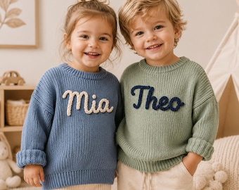 Personalized Baby Name Sweater,Hand Embroidery Sweater,Custom Embroidered Baby Sweater, Toddler Sweatshirt, Baby Name Jumper