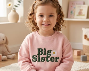 Big Sister Embroidered Sweatshirt, Big Sister Embroidered Sweatshirt, Sibling Announcement Gift, Toddler Big Sis Sweatshirt, Gift For Baby