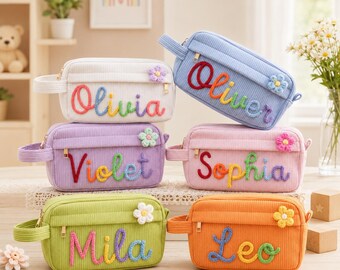Personalisierte Name Cord-Federmäppchen: Benutzerdefinierte Kinder Geschenk, benutzerdefinierte Reißverschluss Federmäppchen, Zurück zu Schul Geschenk, Name Cord Geschenke für Kinder