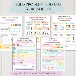 Kids Problem Solving Worksheets, Coping Skills & SEL Activities, Social Emotional Learning Printable