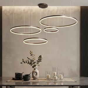 Minimalistische LED-Pendelleuchte – dimmbar mit Fernbedienung, moderne Wohnzimmerbeleuchtung