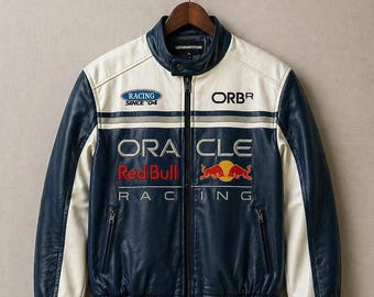 Giacca da corsa in pelle fatta a mano - Vera pelle bovina, abbigliamento da motociclista per sport motoristici.