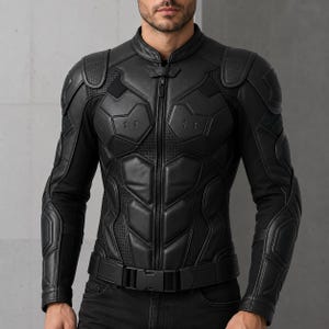 Chaqueta de moto blindada para hombre / Equipo táctico de cuero negro para motociclistas