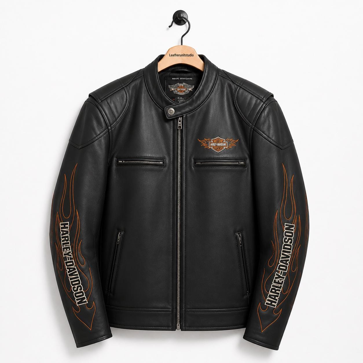Harley Davidson Leather Flames Jacket - Etsy