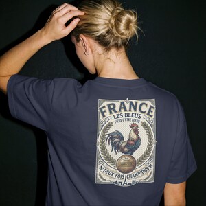 Retro France Soccer Shirt, Les Bleus T Shirt, Vintage French Football Graphic Tee, France Fan Apparel, World Tournament Inspired Shirt Navy Blazer
