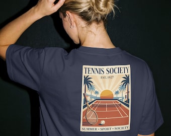 Tennis Society T Shirt, Vintage Tennis Graphic Tee, Unisex Tennis Club Shirt, Old Money Aesthetic Tee, Tennis Lover Gift, Luxury Shirt