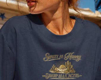 Sweet as Honey Sharp as a Cactus Shirt, Vintage Western Graphic Tee, Cowgirl Aesthetic T Shirt, Americana Tee, Boxy Tee, Country Style Tee