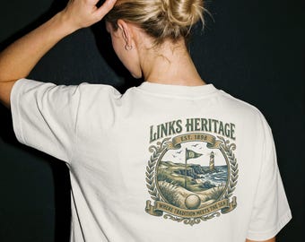 Links Heritage Golf T Shirt, Vintage Coastal Golf Tee, Unisex Heritage Golf Shirt, Country Club Graphic Tee, Golf Lover Gift, Luxury Shirt