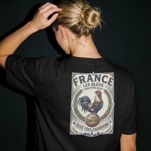 Retro France Soccer Shirt, Les Bleus T Shirt, Vintage French Football Graphic Tee, France Fan Apparel, World Tournament Inspired Shirt Black