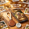 Pet Memorial Gift,Personalized NFC Memory Coin, Handmade Leather Sleeve,Custom Pet Fur Keychain product logo