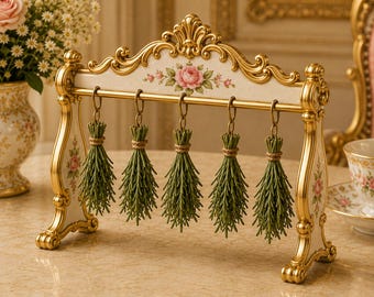 Miniature Rococo Herb Rack, 1:12 Dollhouse Plant Stand, Royal Conservatory Prop