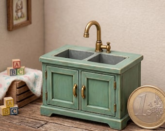 1:12 Scale Farmhouse Kitchen Sink – Double Basin Dollhouse Furniture (STL File)