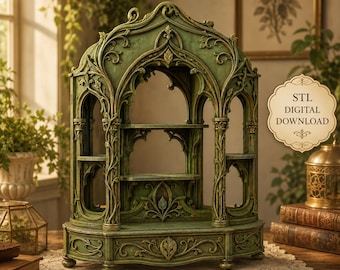 Estantería botánica (archivo STL), estante para plantas de casa de muñecas, mueble miniatura Art Nouveau.