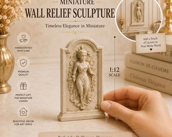 1:12 dockhusväggrelief STL, miniatyr klassisk skulptur, viktoriansk bågdekor