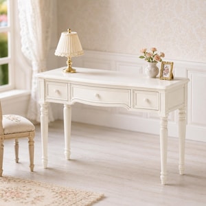 French Country Vanity Desk STL File, Dollhouse Console Table, Miniature Dressing Table