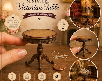 Miniature Round Table 3D Print STL – Victorian Side Table – Antique Tavern Diorama Furniture File