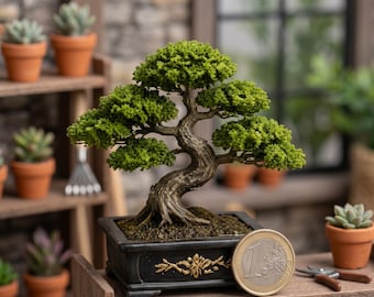 1:12 Miniatyrbonsaiträd STL, Japansk krukväxt Zenträdgård dockhusminiatyr