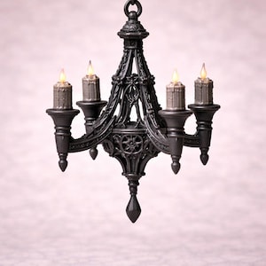 Gothic Chandelier STL Miniature Ceiling Light 3D Print File Dark Dollhouse Decor Vampire Diorama