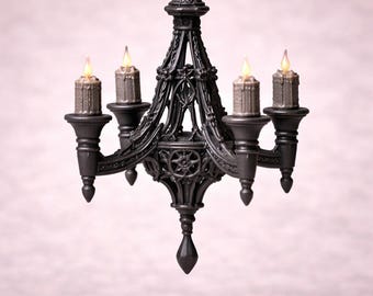 Gothic Chandelier STL Miniature Ceiling Light 3D Print File Dark Dollhouse Decor Vampire Diorama