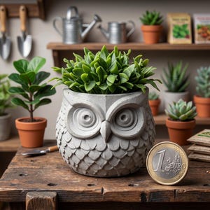 Owl Planter STL 1:12 Miniatyrkruka Dockhus Suckulenthållare Skogsmark 3D-modell
