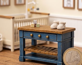 1:12 Scale Farmhouse Kitchen Island – Miniature Dollhouse Prep Table (STL File)